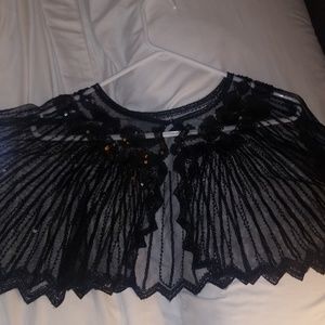 Black Sequin capelet